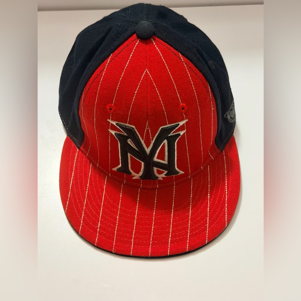 Men's Red and Black Baseball Cap with Embroidered 'M' Logo